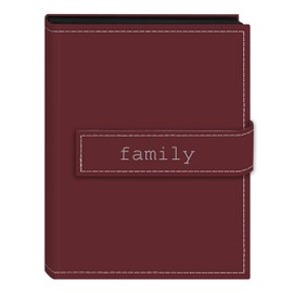 Pioneer Photo Albums EXP-46/BF 36-Pocket 4 by 6-Inch Embroidered "Family" Strap Sewn Leatherette Cover Photo Album, Mini, Burgundy