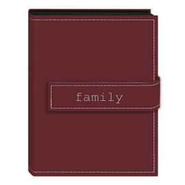 Pioneer Photo Albums EXP-46/BF 36-Pocket 4 by 6-Inch Embroidered "Family" Strap Sewn Leatherette Cover Photo Album, Mini, Burgundy