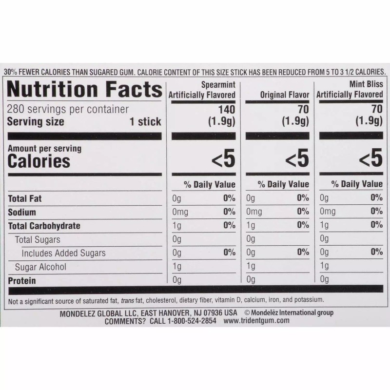 Trident Mint Variety 20 Count Sugar-Free Gum 20 14-stick Pack