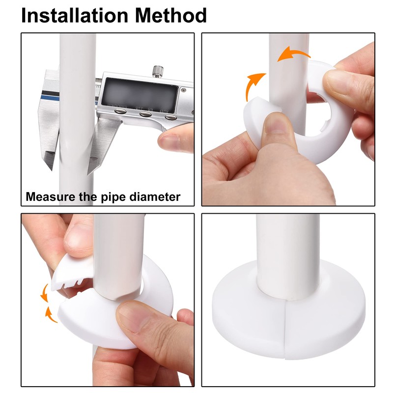 sourcing map 40mm Pipe Cover Decoration PP Plastic Water Pipe