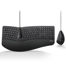 Perixx PERIDUO-505ES - Combo Teclado y Ratón ergonómico con Disposición de Teclas Dividida - Reposamuñecas Ajustable - QWERTY Español