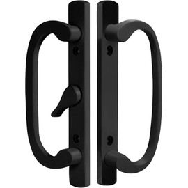 Wynn Hardware 8.5" Legacy Sliding Patio Door Handle Set – Fits 3-15/16" Hole Spacing, 45° Mortise Lock, Non-Keyed, Center Latch, Black, Sash Controls 2265 – for 1-1/4" to 2-1/4" Thick Doors