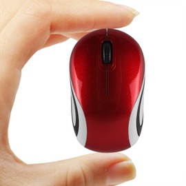 Wireless Mouse Cute Mini Computer Mouse Small Size Pocket Portable Compact Travel USB Optical Mice 3 Buttons 1000 DPI Cordless Mouse for Laptop PC Computer Notebook MacBook Kids Girl Gift (Red)