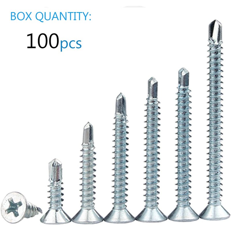 100pcs 4.2 * 50mm Cross Countersunk Drill Tail Self Drilling