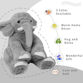 Weighted Elephant Stuffed Animals, 5Lb Weighted Plush Giant 16in Elephant Throw Pillow Plushie for Boys, and Girls Christmas (Grey)