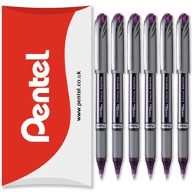 Pentel Energel BL27 Liquid Gel Ink Rollerball Pen - 0.7mm Metal Tip - In Pillow Packaging (Violet Pack of 6)