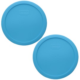Pyrex 7402-PC Bright Blue Pantone Food Storage Replacement Lid (This Lid Fits the Pyrex 7402 6-Cup SCULPTED MIXING BOWL and 7203 7-Cup Glass Bowl) (2 Pack) - Made in USA