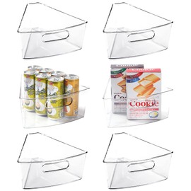 Leeden Lazy Susan Organizer for 28" Diameter Corner Lazy Susan, Plastic Kitchen Cabinet Storage Bins with Handle, 6 Packs, 1/8 Wedge - Food Safe, BPA Free