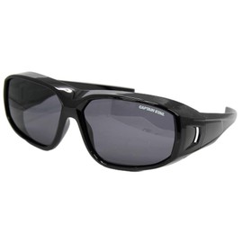 Captain Stag CSO-004-1 Men's Driving Sunglasses, Polarized Sunglasses, UV Protection, Lightweight, Sports Sunglasses, Fishing, Golf, Driving, Black, Over Glasses