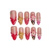 Flower Press on Nails Handmade Long Almond Muti-Layer Gel French