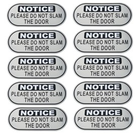 SICOLAS 10 Pieces Silver Oblong Do Not Slam The Door Vinyl Stickers,2 inches by 4.5 inches Self Adhesive Stickers,UV Waterproof Scratch Resistant Film Labels