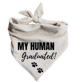 My Human Graduated! Dog Bandana Minimal Cream Beige (Large)