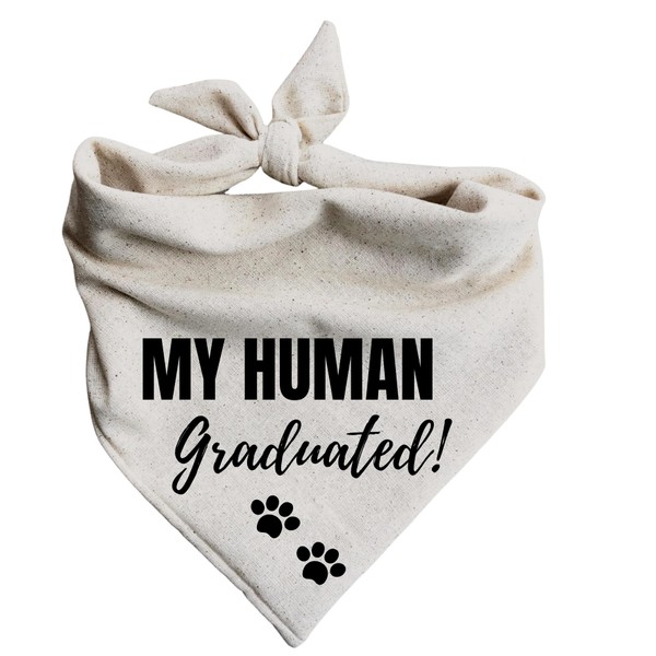 My Human Graduated! Dog Bandana Minimal Cream Beige (Large)