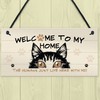 RED OCEAN Funny Cat Sign Welcome Sign Cat Lovers Gift