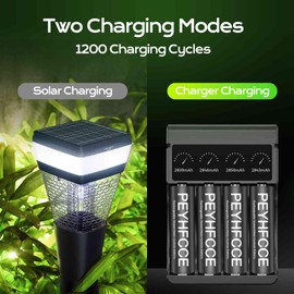 PEYHFCCE 600mAh Rechargeable AA Batteries, 1.2V NiMH AA Battery High Capacity for Outdoor Solar Lights and Household Devices, Pre-Charged 16 Packs
