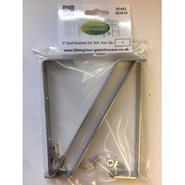 Elloughton Greenhouses Shelf Brackets 6" Wide - Two Stainless Steel Brackets with Standard Greenhouse Cropped Nuts & Bolts
