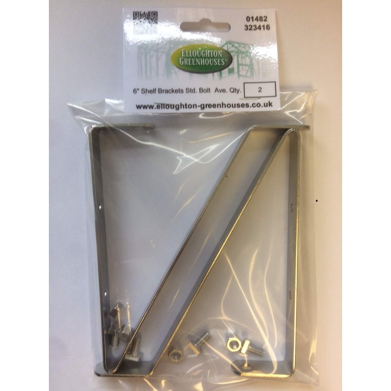 Elloughton Greenhouses Shelf Brackets 6" Wide - Two Stainless Steel