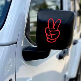 2 Pack Mouse Glove Two Finger Peace Wave Decal Sticker for Jeep Mirrors, Multiple Sizes and Colors