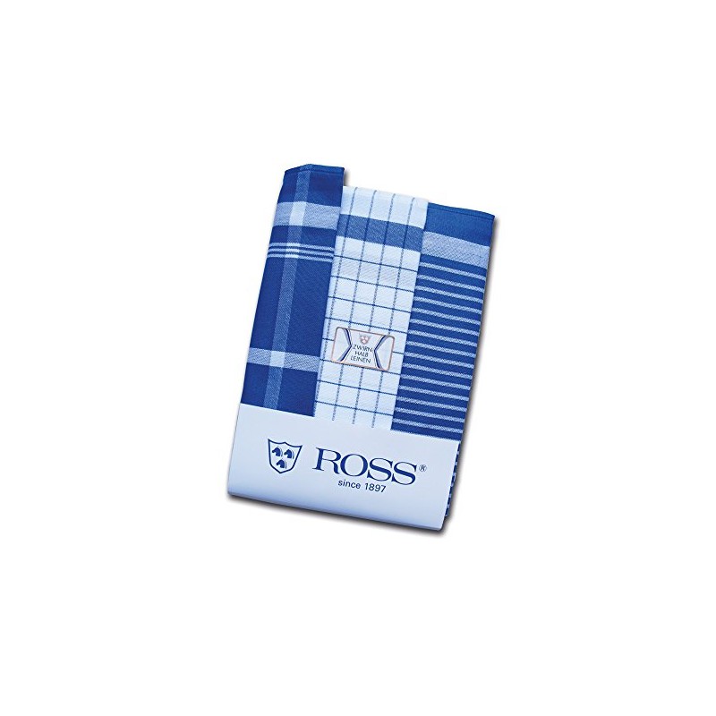 Ross 3x Exclusive Blue Half-Linen Tea Towels 50 x 70