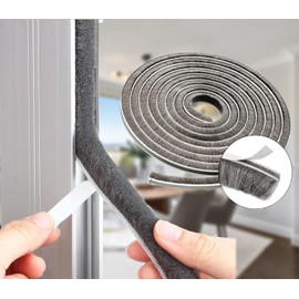 NNICEHTS Weather Stripping Door Seal Brush for Sliding Windows/Doors Frame Side,Pile Self Adhesive Weatherstrip Seal Strip Soundproof Sealer Draft Stoppers(33ft 0.35''Wide x 0.2''Thick, Gray)