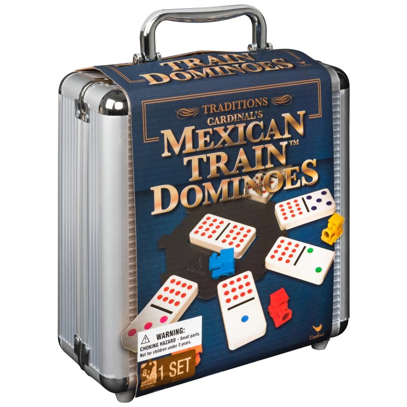 Cardinal Mexican Train Dominoes Game in Aluminum Carry Case, for