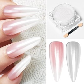 OPENLIVE White Pearl Chrome Nail Powder,Pearl Nail Powder Mirror Effect Nail Glitter Nail Art Holographic Pigment for Nail Art Designs