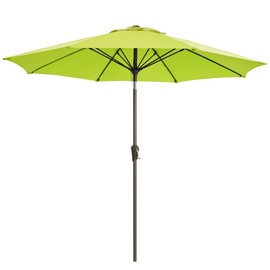 LOUNZY 9FT Large Outdoor Patio Umbrella Table Umbrella-UV Resistant,Easy Push Button Tilt and Crank,8 Sturdy Fiberglass Ribs Pool Umbrella for Patio,Backyard,Deck,Yard,Market,Lime