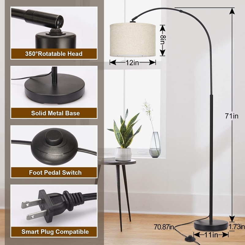 Arc Floor Lamps for Living Room, Modern Standing Lamp with