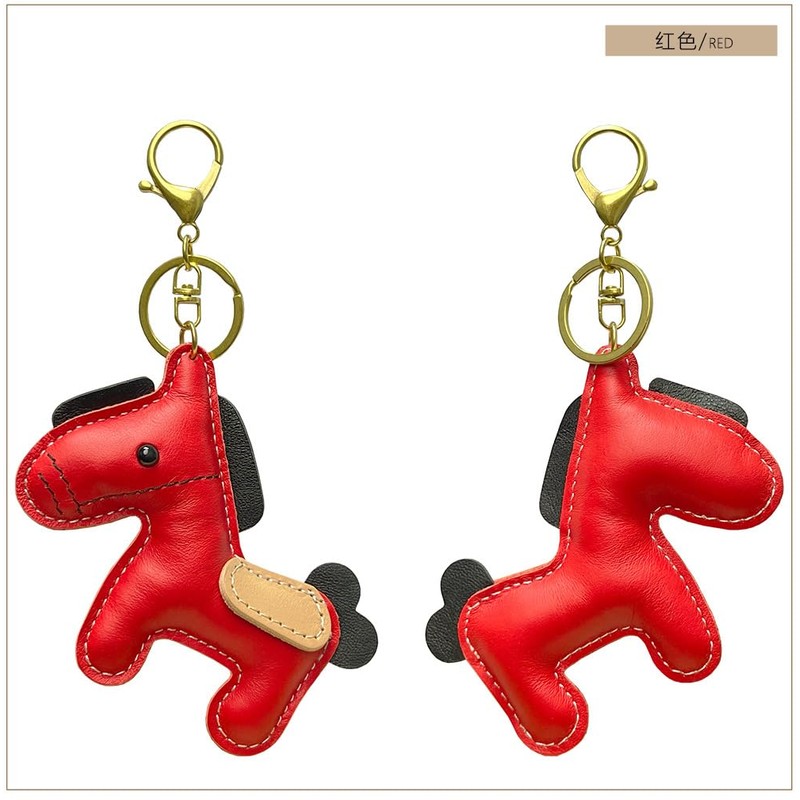 [Yocipa] Cute Genuine Leather Horse Keychain with Horse Design Charm
