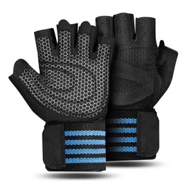 PhAsz Workout Gloves for Men and Women,Ventilated Weight Lifting Gym Gloves with Wrist Wrap Support,Full Palm Protection,for Weightlifting,Training,Fitness,Hanging(Black, Large)