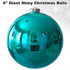 Teal 6.0" Extra Large Christmas Balls - Christmas Tree Decoration Ornaments Shatterproof Hanging Shiny Balls for Birthday Holiday Wedding Decorations Set of 2pcs