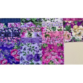 Robert Kaufman "DECADENT BLOSSOMS" 42PC 5X5 CHARM PACKS FOR ROBERT KAUFMAN