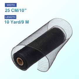 sourcing map 10 Inch Glitter Poly Burlap Mesh for Wreath, Decorative Mesh Fabric Ribbon 10 Yard for Fall Easter Christmas Flower Bow, Black