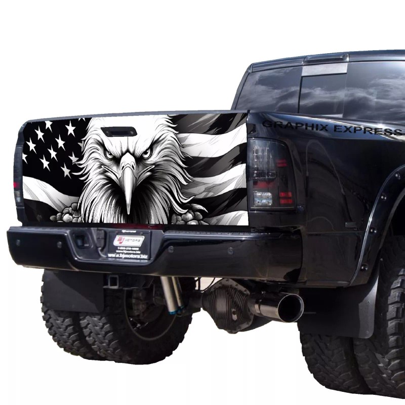Graphix Express Tailgate Wrap American Flag Eagle Vinyl Graphic Decal