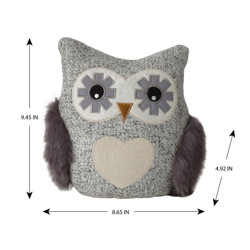 Elements Decorative Polyester Owl Door Stopper, Gray