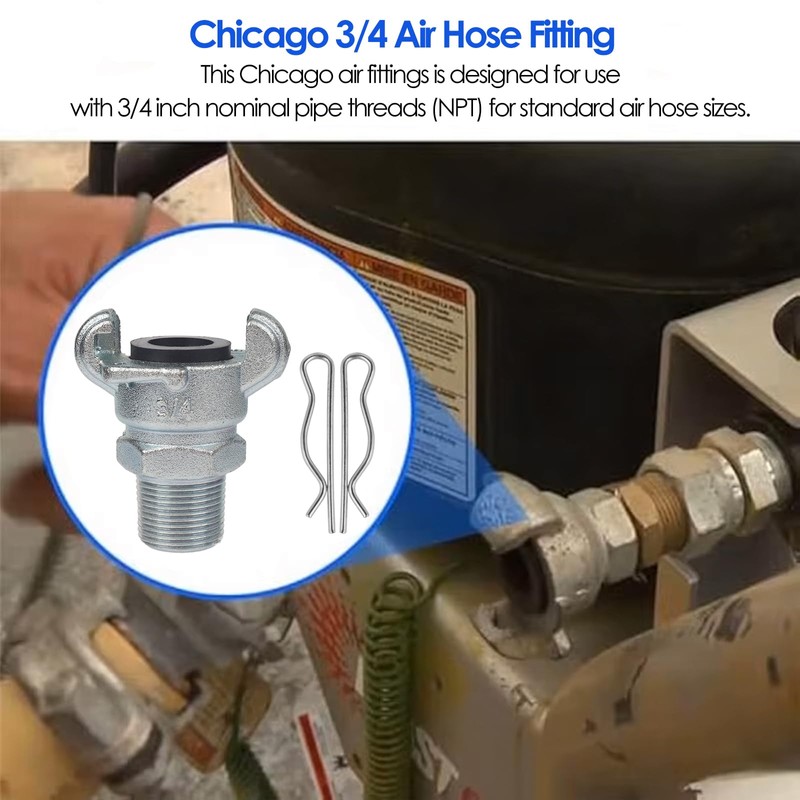 HLGHLG 3/4 Inch Chicago Air Hose Fitting Adapter – 0.75"