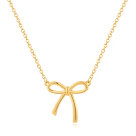 LILIE&WHITE Delicate Gold Bow Pendant Necklace for Women - Hypoallergenic, Non-Fading, Adjustable Chain Jewellery - Elegant Gift for Birthdays, Anniversaries, and Special Occasions