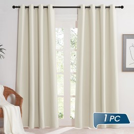 KGORGE Curtain Beige Opaque Door Curtain Cold Protection Living Room Curtains 180 cm Long Darkening Curtains Modern Eyelet Curtain Blackout Thermal Curtains 1 Piece H 180 x W 140 cm Light Beige