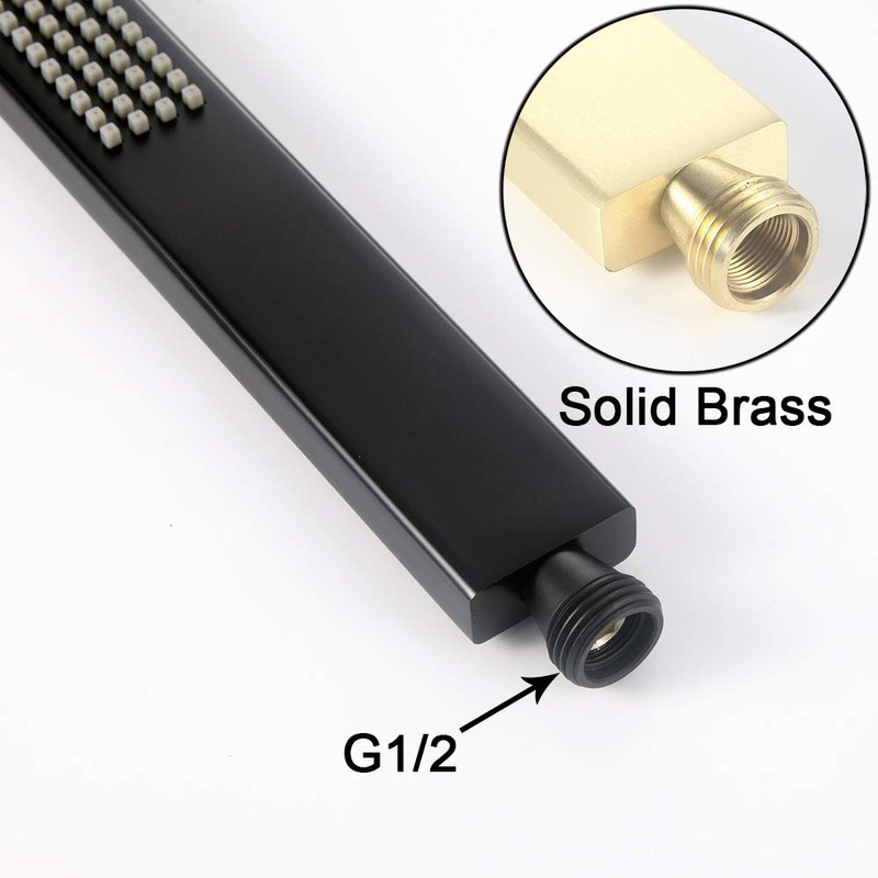 Gaosin Black Brass High Pressure Handheld Shower Head with Elbow