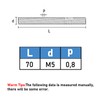 GUEEYUAW Threaded Rod M5 x 70 mm 304 Stainless Steel