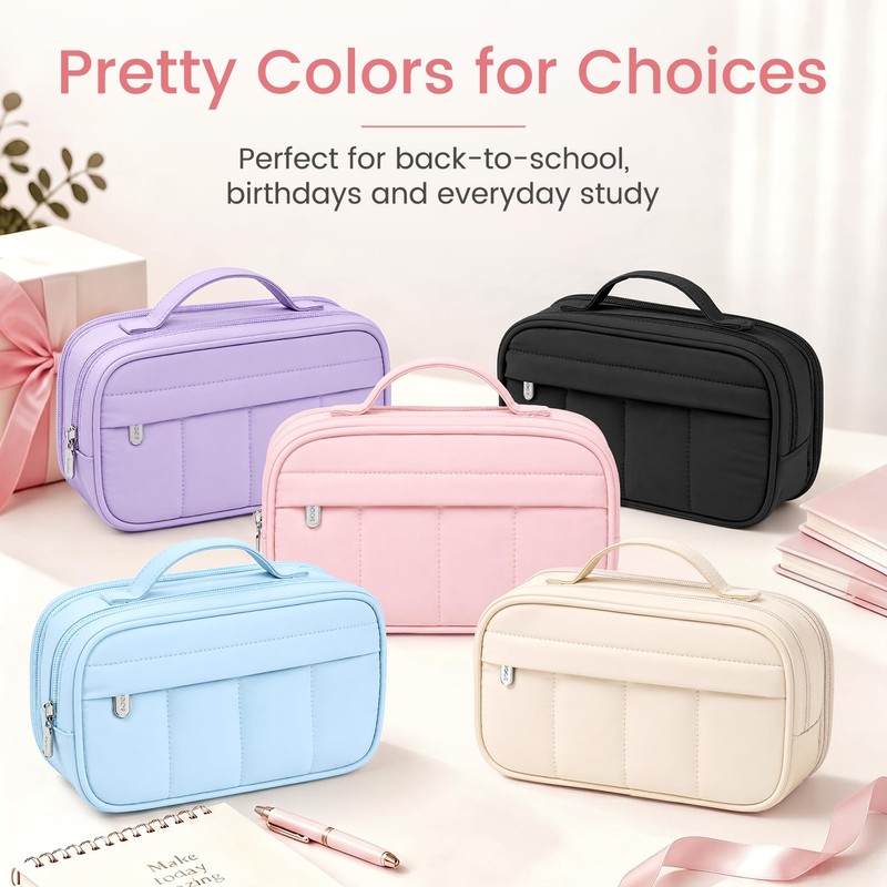 Sooez Pencil Case for Girls, Cute Large Capacity Pencil Pouch