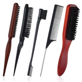 5Pcs Slick Back Brush,Smoothing & Teasing Brush,for Barbers & Stylists to Achieve Flawless, Great for adults & kids for school, workouts, or events,Polished Looks on All Hair types