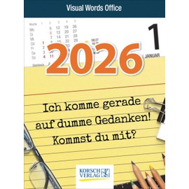 Visual Words Office 2026: TypoArt Tages-Abreisskalender mit witzigen Sprüchen zum Büroalltag.