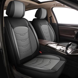 RAWAKORW Car Seat Covers Fit for GMC Acadia 2017-2024 2025 2026 Front Set Luxury Leather Seat Cushion Waterproof Automotive Seat Protectors(2 Seat, Black&Grey)