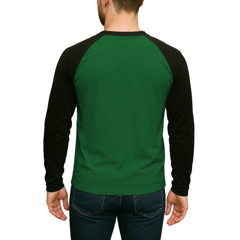 Decrum Green and Black Soft Cotton Jersey Full Sleeve Raglan
