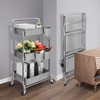 Foldable 3 Tier Metal Utility Rolling Cart, Folding Mobile Multi-Function