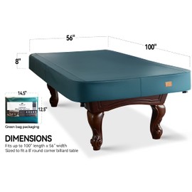 BEARCOVER Heavy Duty Leatherette Billiard Pool Table Cover, Waterproof & Tearproof Cover for Pool Table 7/8/9FT (10 Colors Available) (8 Feet/Malachite Green)