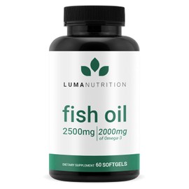 Luma Nutrition- Suplemento de Aceite de Pescado Omega 3 Extra Fuerza 2500mg 2000mg EPA y DHA Salud Cerebral y Cardiaca                                
