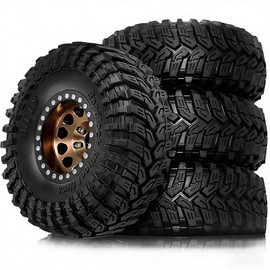 RC 1.9 Beadlock Wheels and Tires Set Offset -10mm for 1/10 RC Crawler Car for FMS FCX10 SCX10 Pro TRX4 VS4-10 Gen8 1/10 RC Crawler Car (brown)