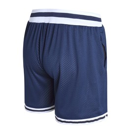 DEHANER - Pantalones cortos de baloncesto para hombre con bolsillos con cierre para entrenamiento, gimnasio, deportes, con tela de malla transpirable, Pantalones cortos azul marino, M
